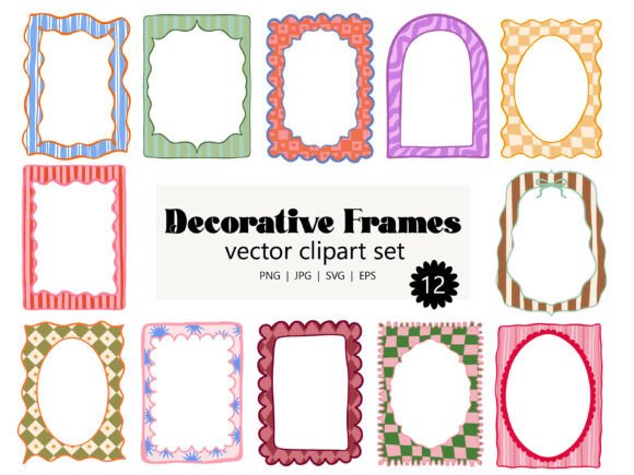 Download Decorative Retro Frames Clipart Set SVG - Decor Collection
