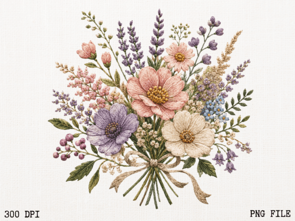 Download Wildflower Bouquet Embroidery PNG | Flor - Lower Collection