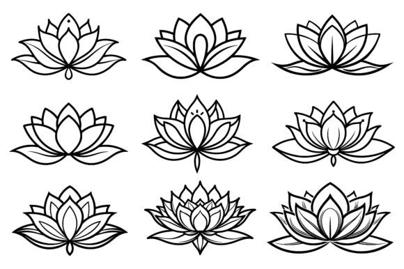 Download Line Drawing Blooming Lotus Flower - Lower Collection