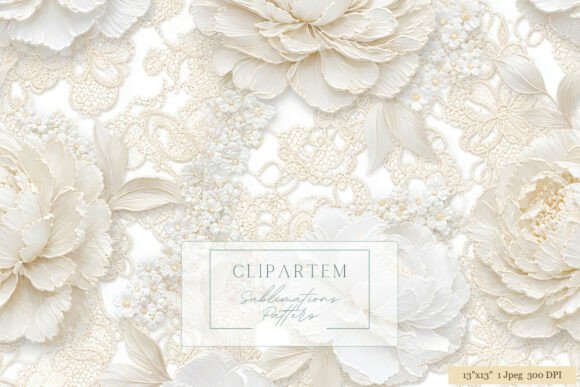 Download White Peony Lace Floral Pattern - White Collection
