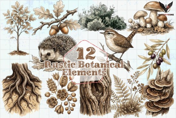 Download Rustic Botanical Elements PNG - Rustic Collection