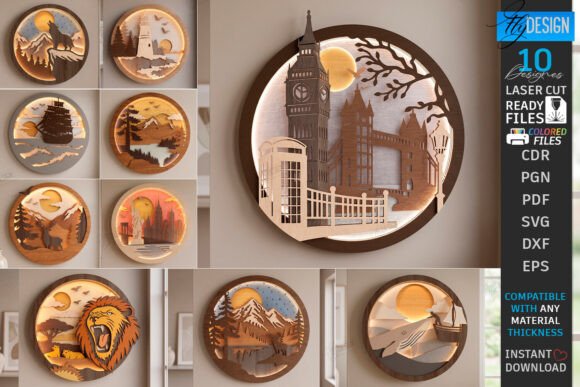 Download 3D Layered Wall Decor Laser Cut Bundle - Decor Collection