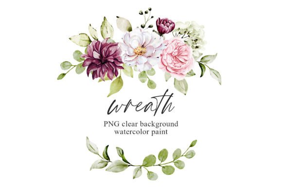 Download Wreath, Pink, White Watercolor Flowers - Lower Collection