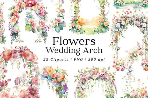 Download Spring Flowers Wedding Arch Watercolor - Lower Collection