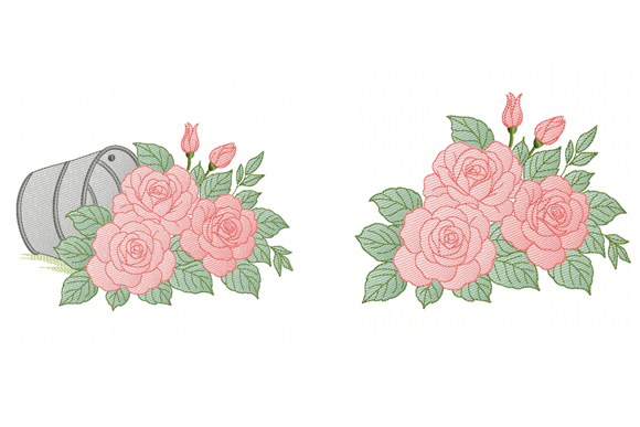 Download Rose Flower Embroidery Design Set 2 - Lower Collection