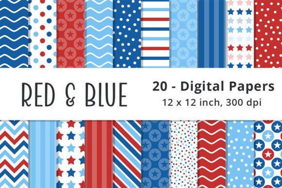 Download Red, White, &amp; Blue Stars Pattern Paper - White Collection