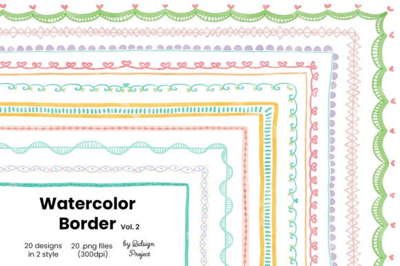 Download 20 Doodle Watercolor Border, Decorative - Decor Collection