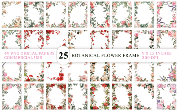 Download Vintage Botanical Flower Frame PNG - Lower Collection