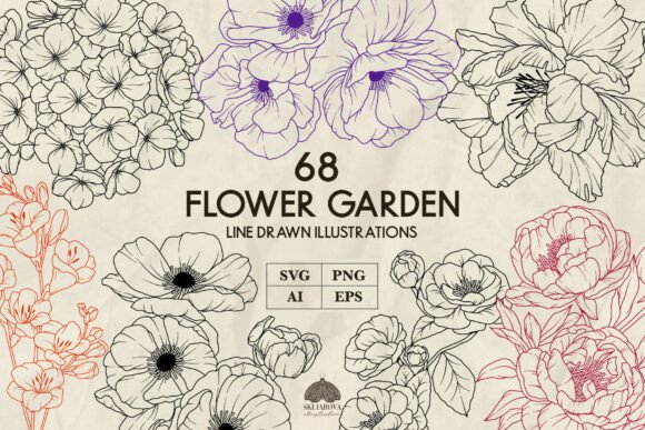 Download Flower Garden Line Art Svg Png - Lower Collection
