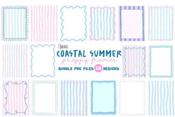 Download Summer Preppy Hand Drawn Frames Bundle - Hand Collection